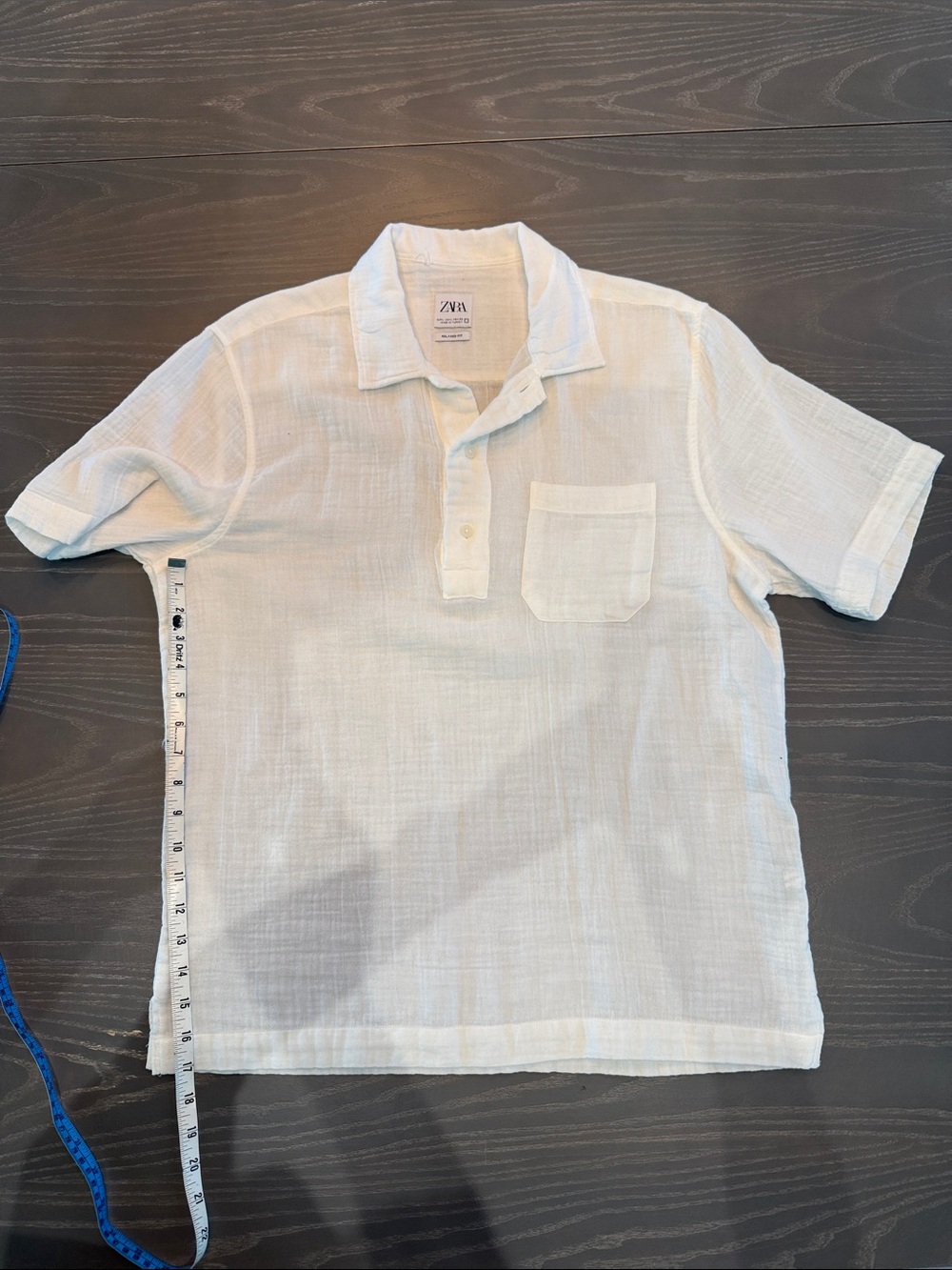 Zara Men’s White Short-Sleeve Linen Polo